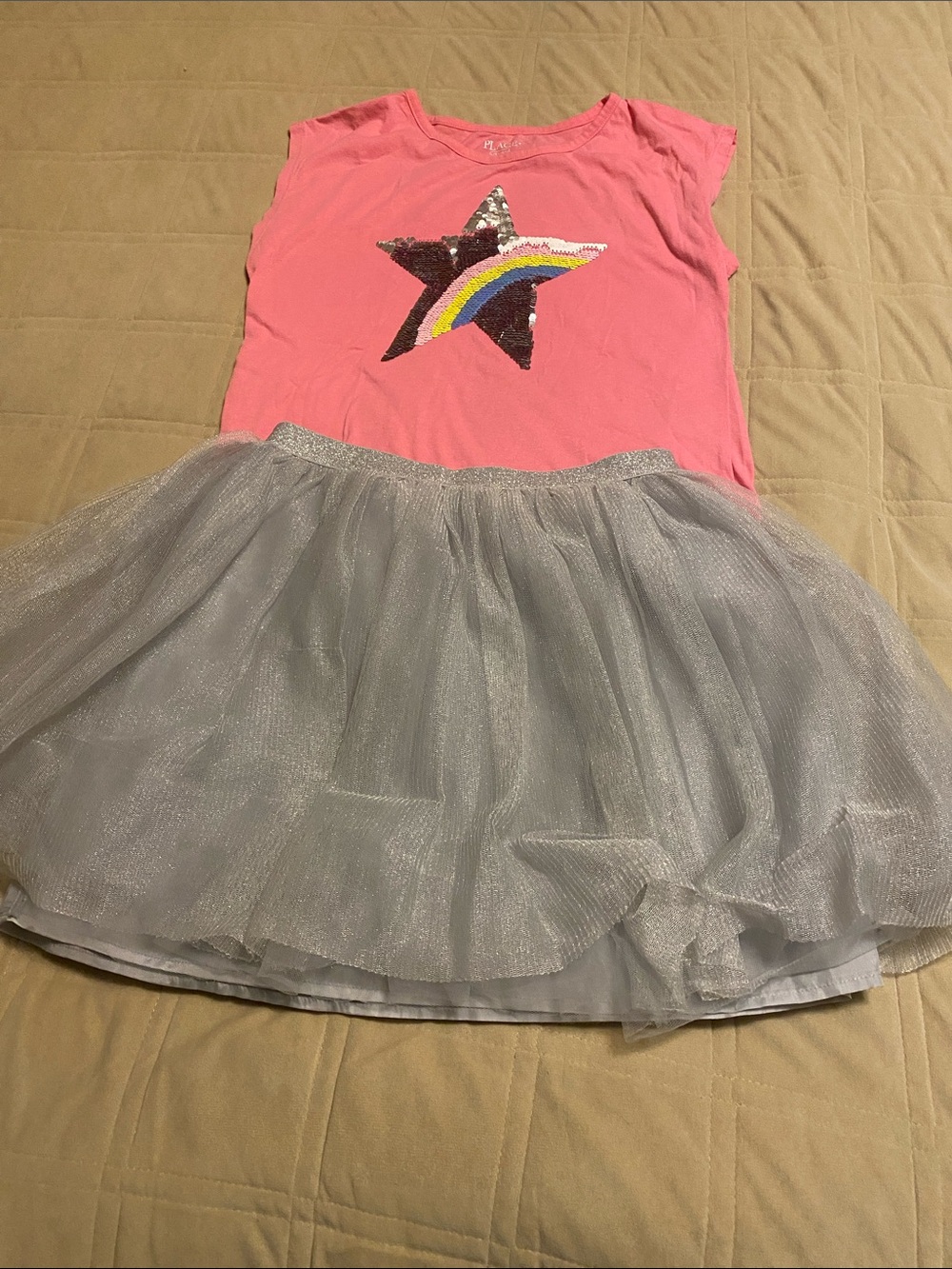 Place Pink Sequin Star Tee